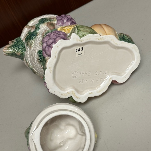 Vintage Fitz and Floyd Omnibus Embossed Autumn Harvest Tea pot - Picture 5 of 16